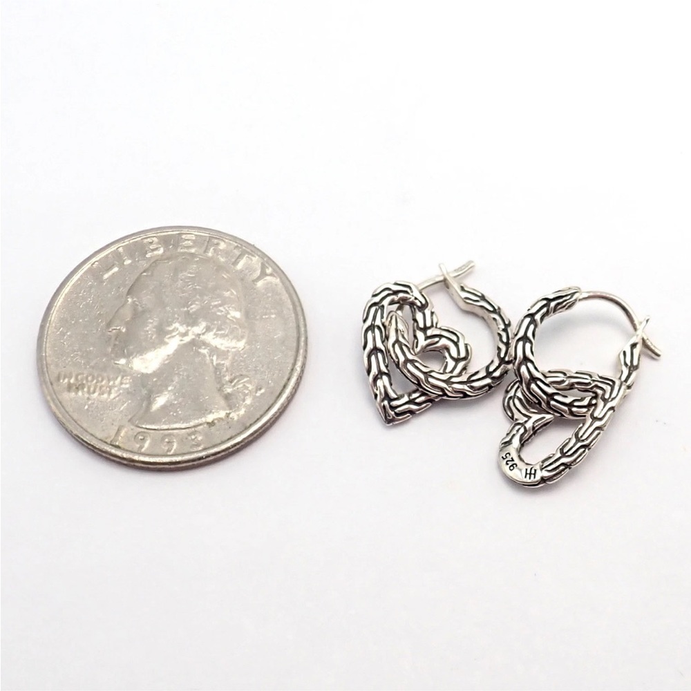 Authentic! John Hardy Silver Manah Heart Earrings - Picture 3 of 5